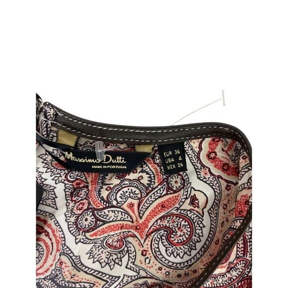 Massimo Dutti Mini Tank Silk Dress EU 36 US 4 Red Paisley V-neck 6603/843 NWT - Picture 8 of 16